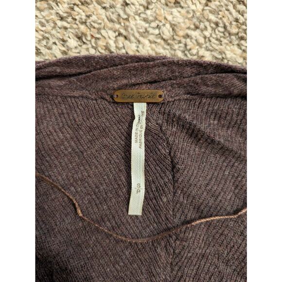 Free People Boho Sweater Purple OversizedLoose Size S Scoop Neck 3/4 Sleeve. - Picture 3 of 6